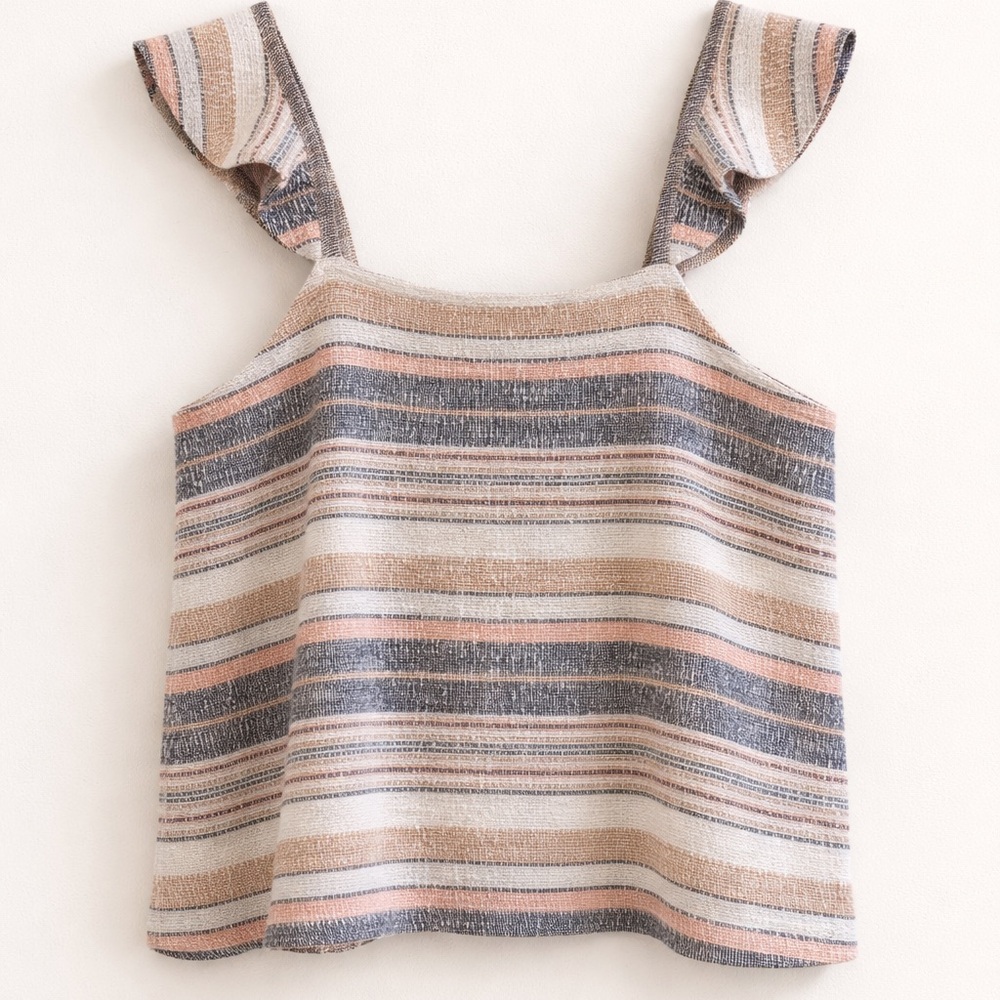 Madewell Textured Striped Ruffle Strap Top - Picture 2 of 5
